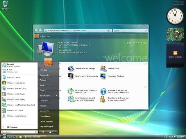 Windows Vista desktop with the Aero Theme